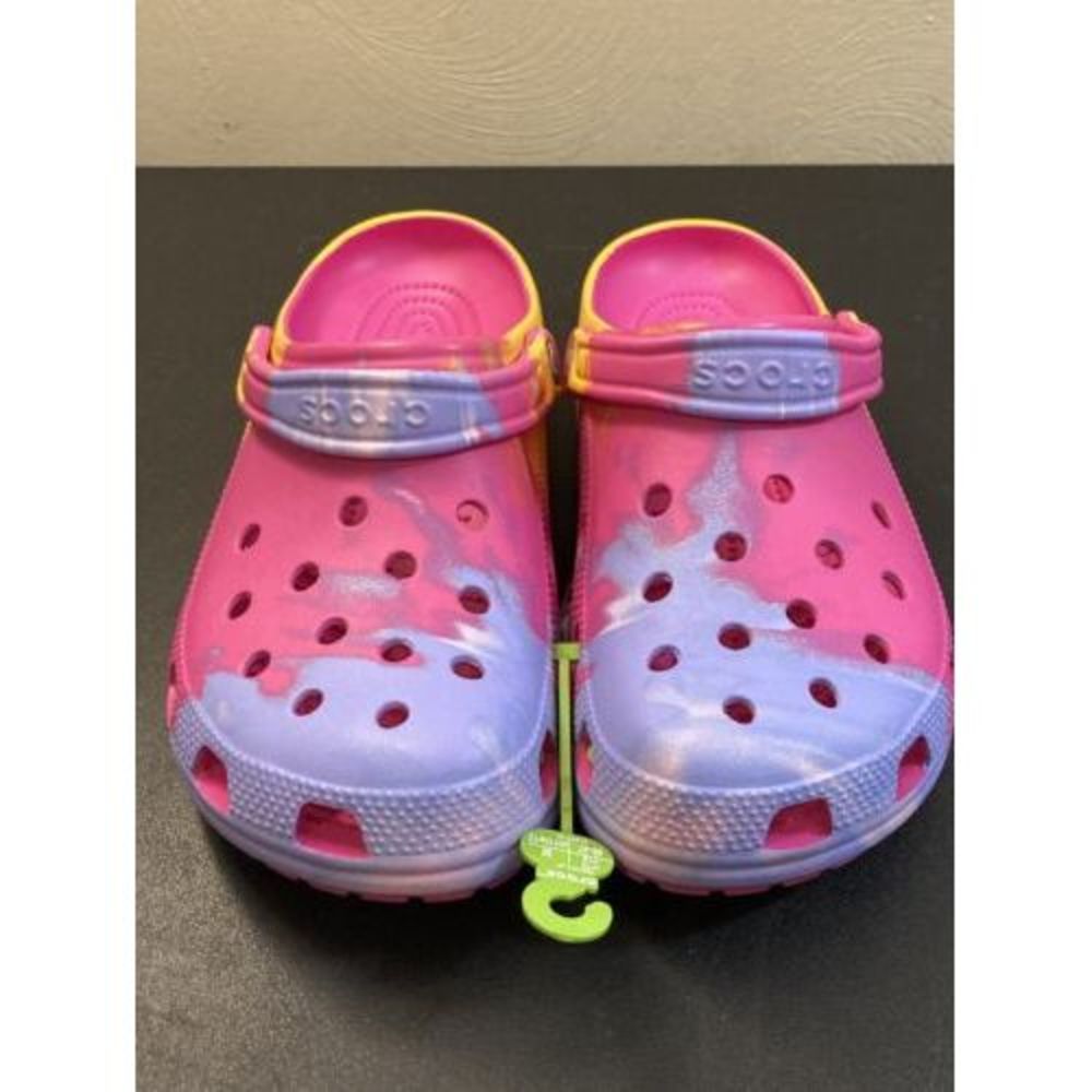 Crocs Classic Clog Men’s 12 Women’s 14 Pink Tie Dye Colorful Ombre Bright Color